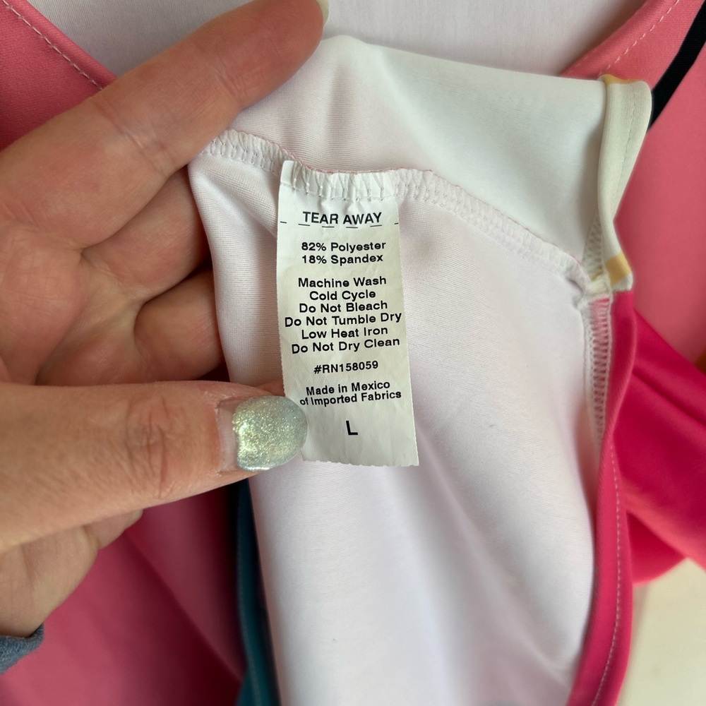 Loony Legs Patterned Leggings and vest shirt “Modernist" Fuchsia/Turquoise Large - Picture 14 of 14